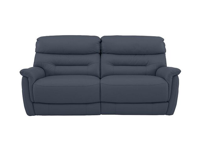 World of Leather - Chicago 3 Seater BV Leather Power Recliner Sofa - BV Ocean Blue