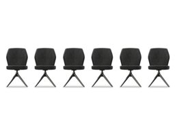 Julio Set of 6 Swivel Dining Chairs - Anthracite