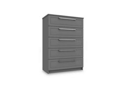 London Bedrooms - Bexley 5 Drawer Chest - Dust Grey Gloss