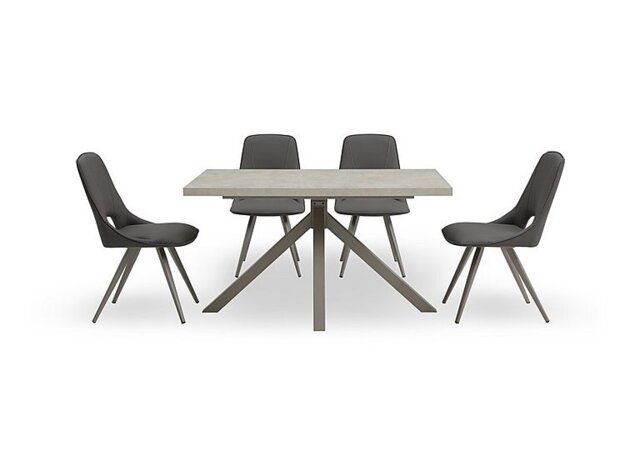Matera Compact Dining Table with Star Base and 4 Faux Leather Chairs with Taupe Legs - Anthracite