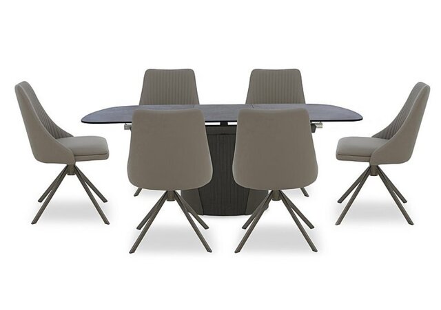 Icon Bronze Extending Dining Table and 6 Icon Chairs with Bronze Legs - 160-cm