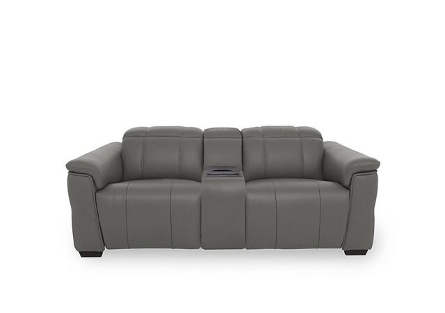 Inca NC Leather 2 Seater Power Recliner Sofa with Power Headrests and Fridge Console - Elephant