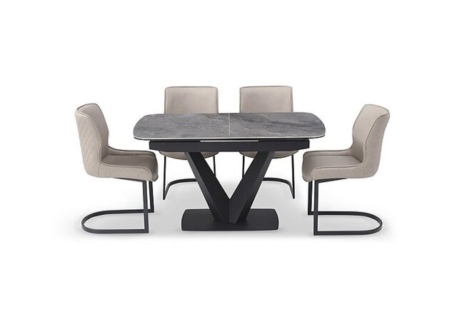 Cupra Pop Up Extending Dining Table and 4 Chairs - 140-cm - Taupe