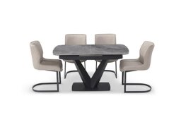 Cupra Pop Up Extending Dining Table and 4 Chairs - 140-cm - Taupe