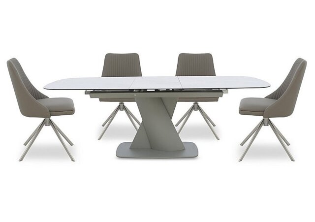 Diva Extending Dining Table and 4 Icon Chairs with Silver Legs - 180-cm