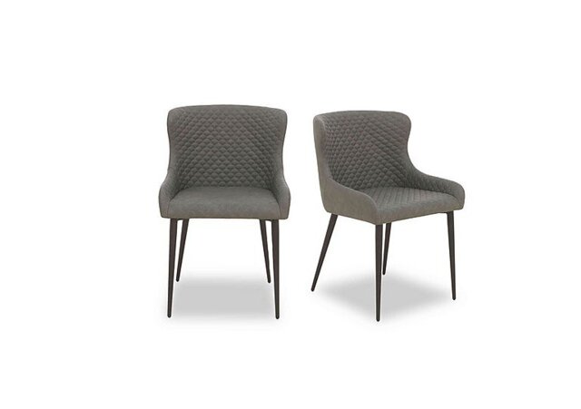 Hanoi Pair of Faux Leather Dining Chairs - Slate Grey
