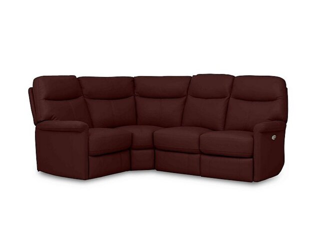 Compact Collection Lille Leather Power Recliner Left Hand Facing Corner Sofa - BV Deep Red - Sofas and Armchairs - In Time for Christmas