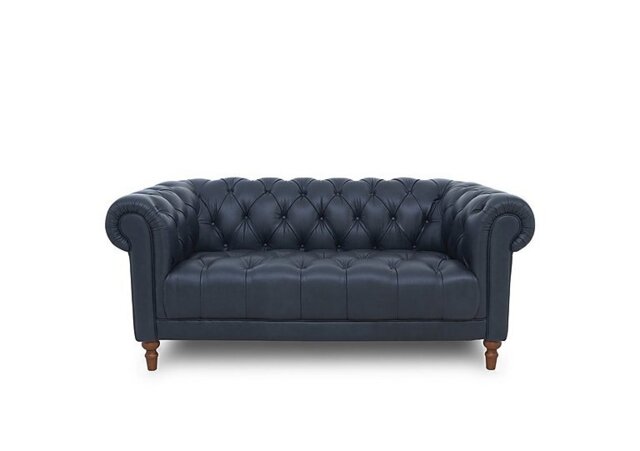 Columbus Leather 2 Seater Sofa with Wooden Feet