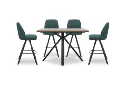Jupiter Large Table with 4 Swivel Bar Stools
