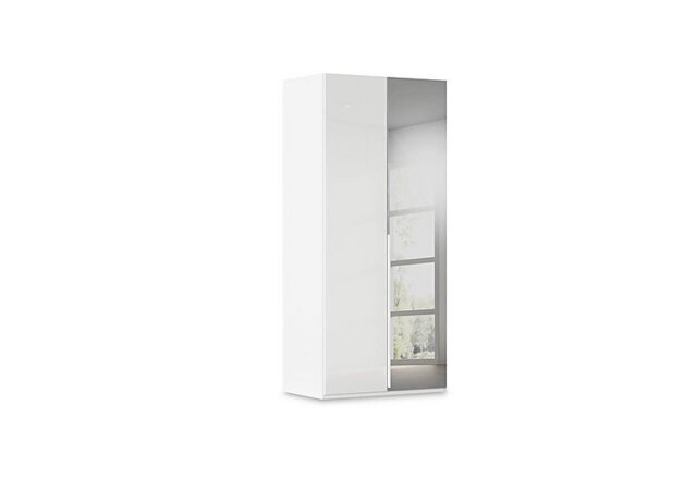 Rauch - Haven 101cm 2 Door Hinged Wardrobe with 1 Glass and 1 Mirror Door