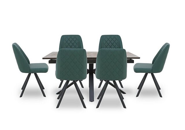 Jupiter Pop Up Extending Dining Table and 6 Swivel Chairs - Green
