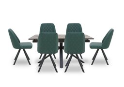 Jupiter Pop Up Extending Dining Table and 6 Swivel Chairs - Green