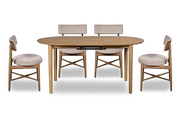 G Plan - Winchester Oval Extending Dining Table with 4 Chairs - Grey