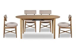 G Plan - Winchester Oval Extending Dining Table with 4 Chairs - Grey