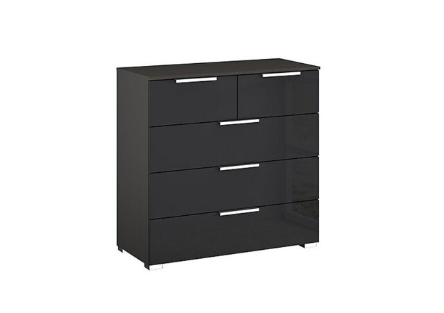 Rauch - Formes Glass 5 Drawer Chest - Graphite/Basalt Front