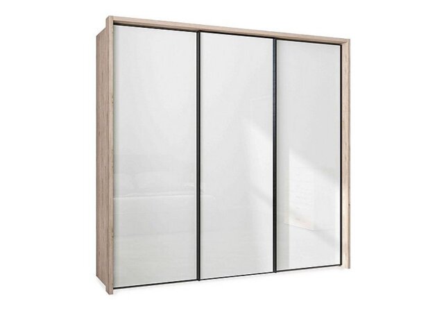 Wiemann - Dallas 235cm 3 Door Sliding Glass Wardrobe - Holm Oak and White