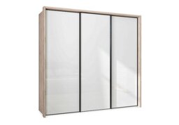 Wiemann - Dallas 235cm 3 Door Sliding Glass Wardrobe - Holm Oak and White