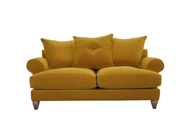 The Lounge Co. - Bronwyn 2.5 Seater Fabric Scatter Back Fibre Fill Sofa With Vintage Oak Feet - Golden Spice