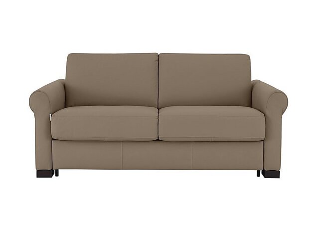 Nicoletti - Alcova 2 Seater Leather Sofa Bed with Scroll Arms - Torello Taupe