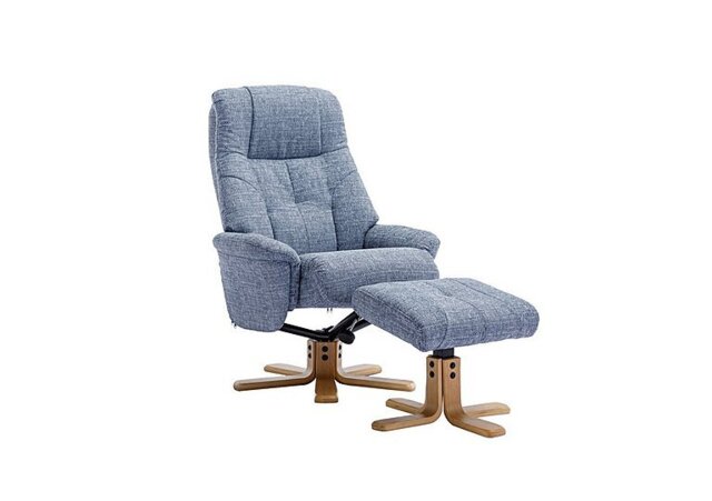 Muscat Fabric Swivel Recliner Chair with Footstool - Lisbon Marine