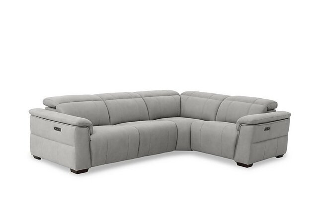 Inca Fabric Double Power Recliner Right Hand Facing Corner Sofa with Power Headrests - Manhattan Stone