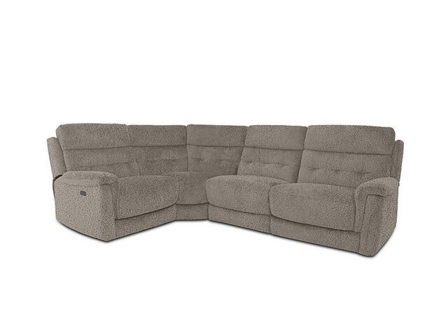 Springer Fabric Left Hand Facing Corner Sofa with Power Recliner - Silver