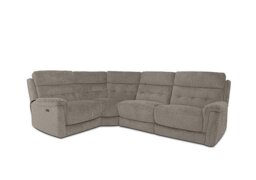 Springer Fabric Left Hand Facing Corner Sofa with Power Recliner - Silver