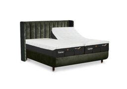 TEMPUR - Arc Ergo Smart Base Bed Frame with Lodret Headboard - Super King - Dark Green with Oak Feet