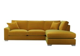 The Lounge Co. - Isobel Fabric Right Hand Facing Corner Fibre Fill Sofa with Chaise End - Golden Spice with Chrome Feet