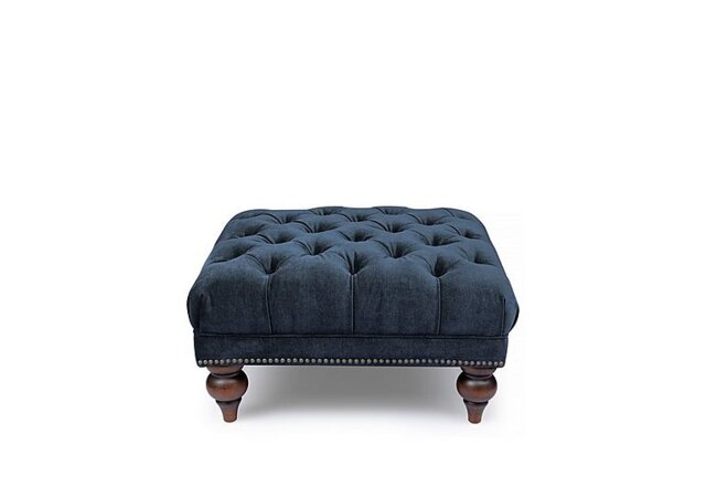 At The Helm - Shackleton Fabric Square Footstool with Turned Feet