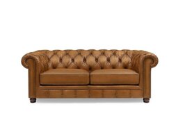 At The Helm - Shackleton 3 Seater Leather Chesterfield Sofa - Inca