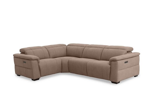 Inca Fabric Double Power Recliner Left Hand Facing Corner Sofa with Power Headrests - Manhattan Nutmeg