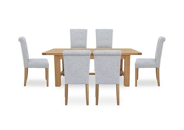 Furnitureland - Augusta Large Rectangular Extending Dining Table and 6 Roll Back Upholstered Chairs