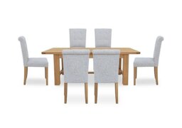Furnitureland - Augusta Large Rectangular Extending Dining Table and 6 Roll Back Upholstered Chairs