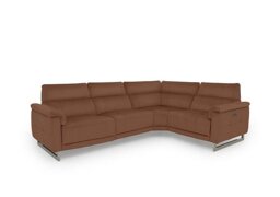 Moet Leather Power Recliner Right Hand Facing Corner Sofa with Telescopic Headrests - Butterscotch