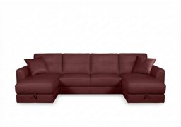World of Leather - Nest Large NC Leather U-Shaped Corner Sofa with Double Storage Chaises - NC Deep Red