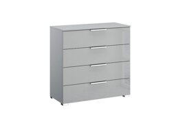 Rauch - Formes Glass 4 Drawer Wide Chest - Silk Grey/Silk Grey Front