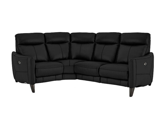 Compact Collection Petit Leather Power Recliner Left Hand Facing Corner Sofa - Classic Black - Sofas and Armchairs - In Time for Christmas