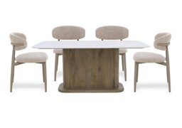 Aimar Rectangular Dining Table and 4 Open Back Chairs