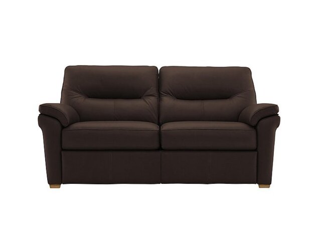G Plan - Seattle 2.5 Seater Leather Sofa with Wooden Feet - Capri Chocolate