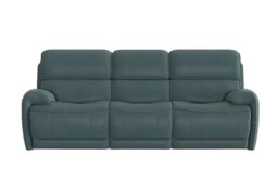 World of Leather - Link 3 Seater BV Leather Power Recliner Sofa with Power Headrests - BV Lake Green