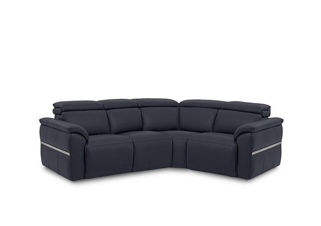 Dolomite Small Leather Right Hand Facing Corner Sofa - Montana Navy