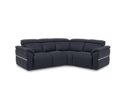 Dolomite Small Leather Right Hand Facing Corner Sofa - Montana Navy