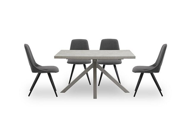 Matera Compact Dining Table with Star Base and 4 Fabric Chairs with Black Legs