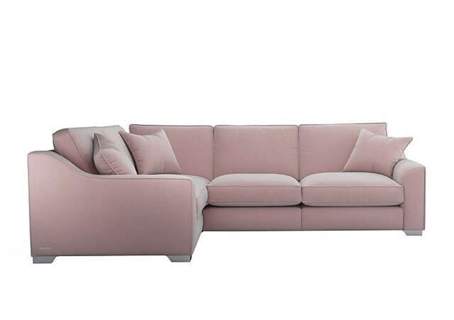 The Lounge Co. - Isobel Small Fabric Left Hand Facing Corner Fibre Fill Sofa - Cotton Candy with Chrome Feet