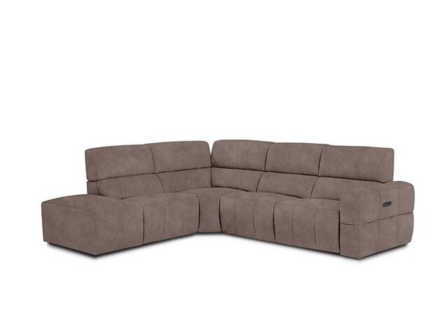 Cube Fabric Power Recliner Left Hand Facing Chaise End Sofa with Power Headrest - Marble Charcoal Grey