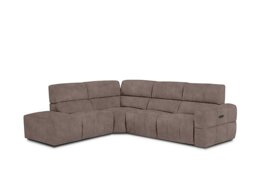 Cube Fabric Power Recliner Left Hand Facing Chaise End Sofa with Power Headrest - Marble Charcoal Grey