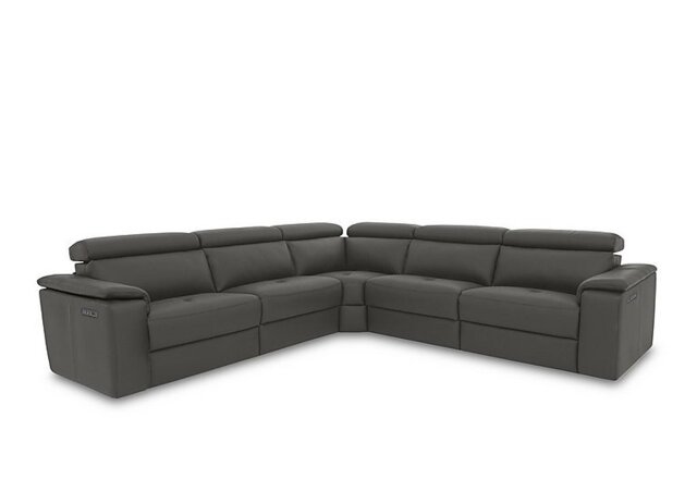 Nicoletti - Canto Large Leather Power Recliner Corner Sofa with Power Headrests - Botero Grigio