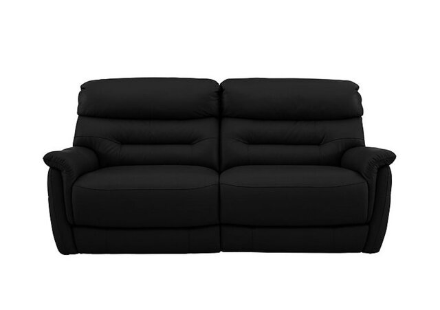 World of Leather - Chicago 3 Seater BV Leather Power Recliner Sofa - Classic Black