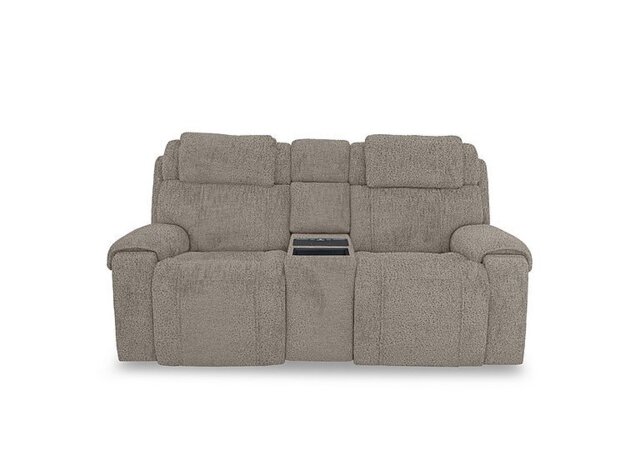 World of Leather - Hollywood Fabric 2 Seater Power Recliner Media Sofa with Power Headrests and Storage Arms - Silver